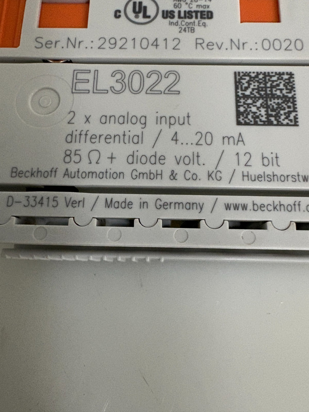 BECKHOFF 2X ANALOG INPUT EL3022