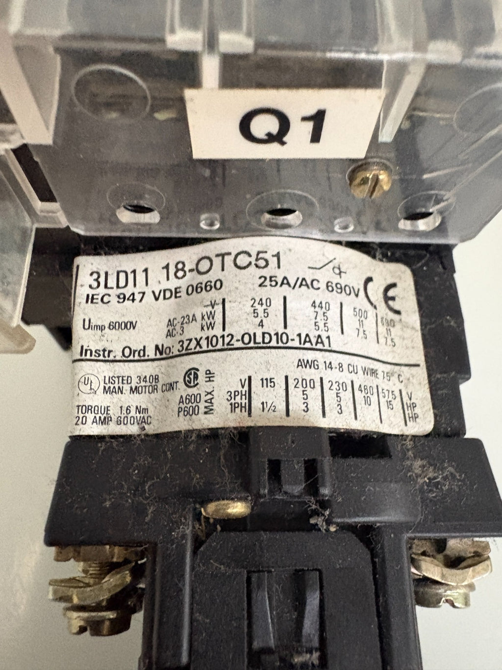 SIEMENS DISCONNECT SWITCH 3LD11 180TC51