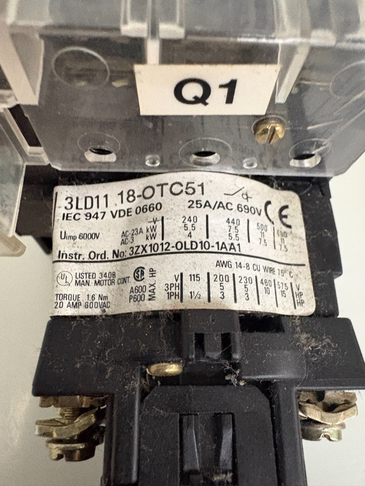 SIEMENS DISCONNECT SWITCH 3LD11 180TC51