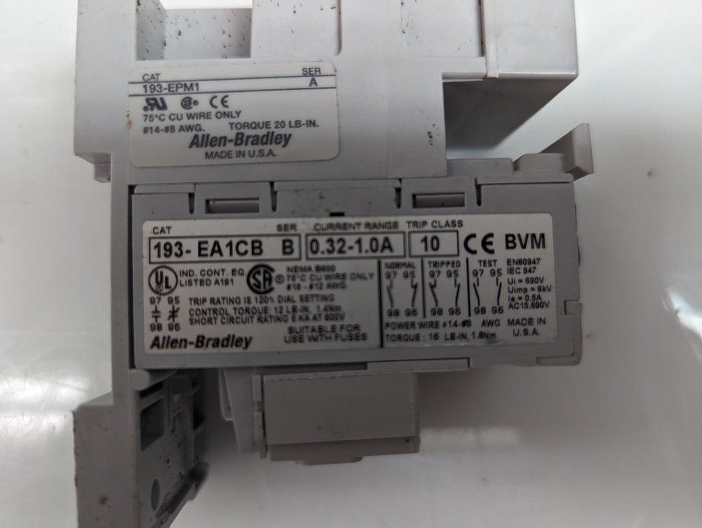Allen-Bradley 0.32-1.0A Thermal Overload Relay Cat. 193-EA1CB Ser B lot of 21