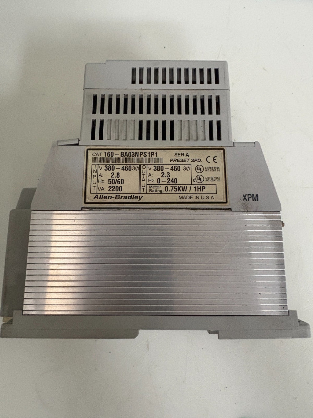 ALLEN BRADLEY 1HP DRIVE CONTROLLER 160-BA03NPS1P1 SER A