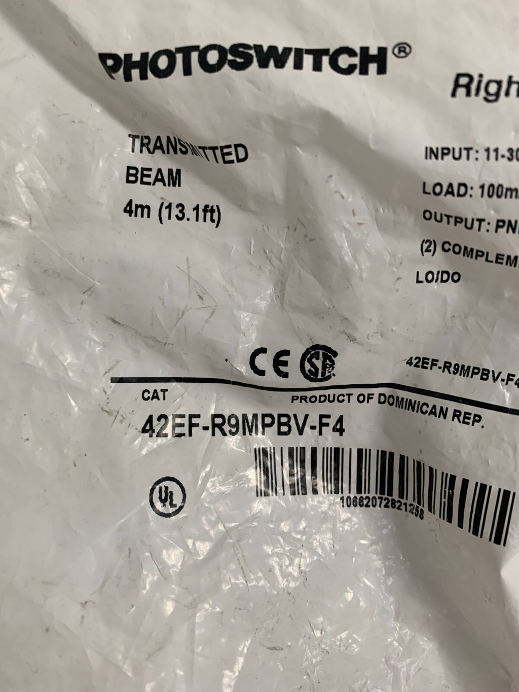 ALLEN BRADLEY PHOTOSWITCH TRANSMITTED BEAM 42EF-R9MPBV-FUB
