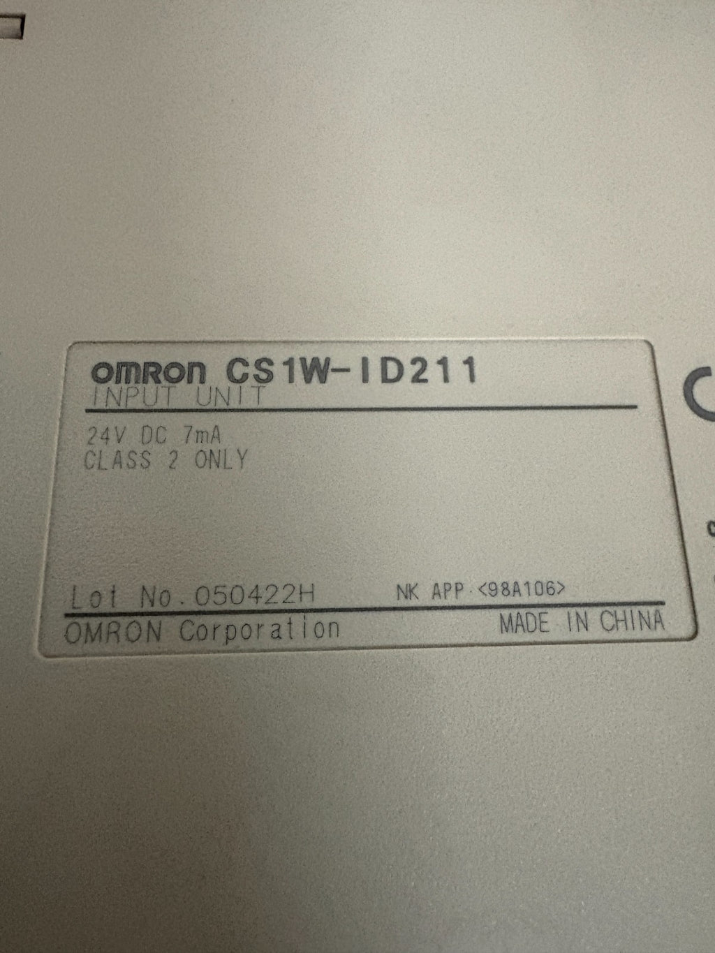 OMRON INPUT UNIT CS1W-ID2113