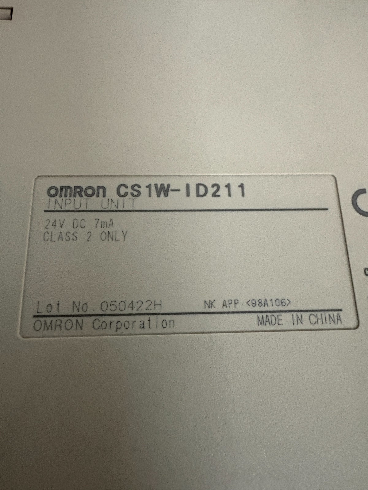 OMRON INPUT UNIT CS1W-ID2113