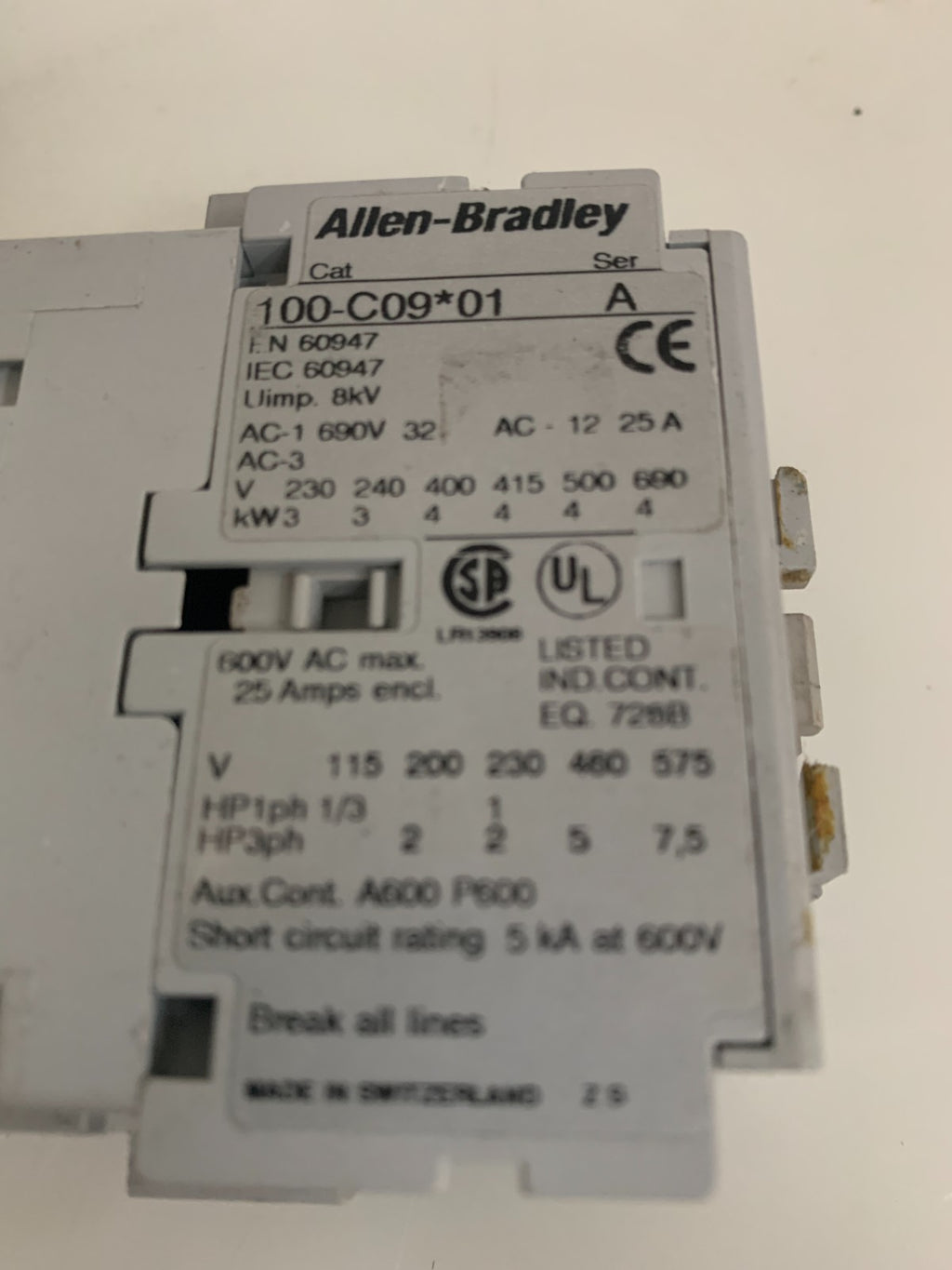 LOT OF 5 ALLEN BRADLEY CONTACTOR 100-C09*10 A