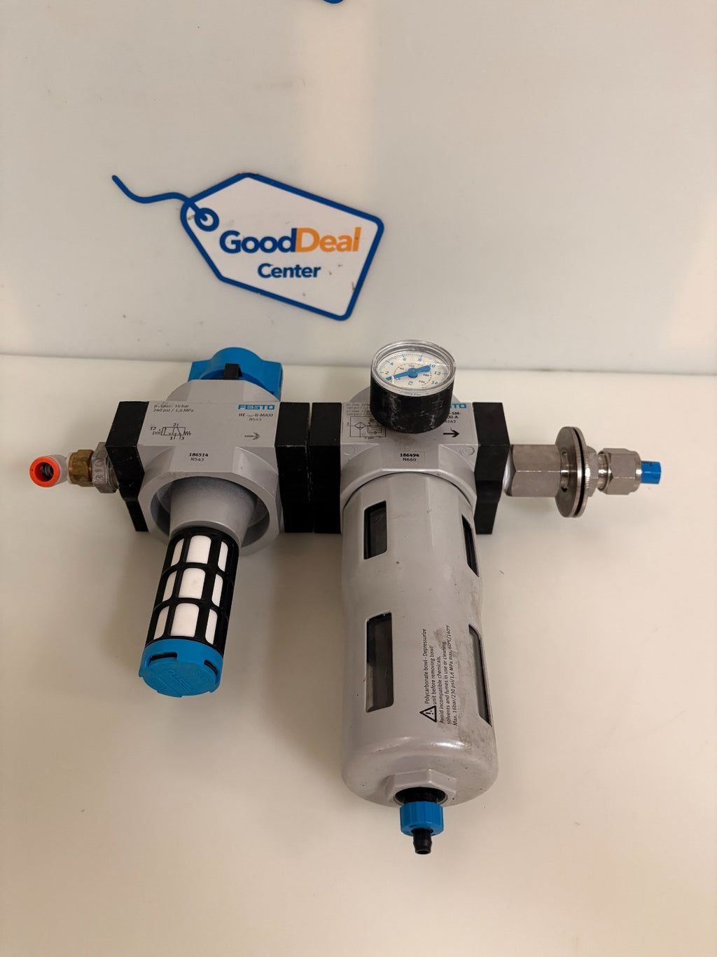 FESTO HE-D-MAXI 186514 UNIT W/FESTO FILTER REGULATOR 186494 LFR-1/2-D-5M0