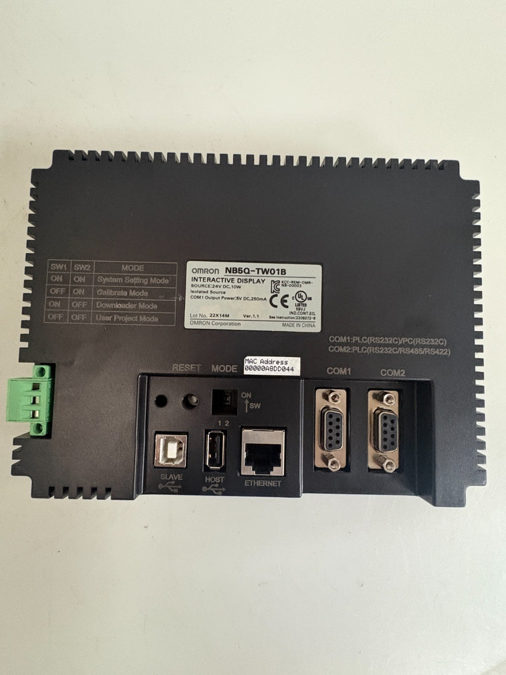 OMRON INTERACTIVE DISPLAY TOUCH SCREEN NB5Q-TW 01B