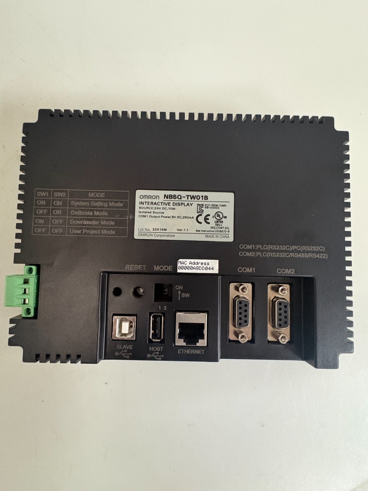 OMRON INTERACTIVE DISPLAY TOUCH SCREEN NB5Q-TW 01B