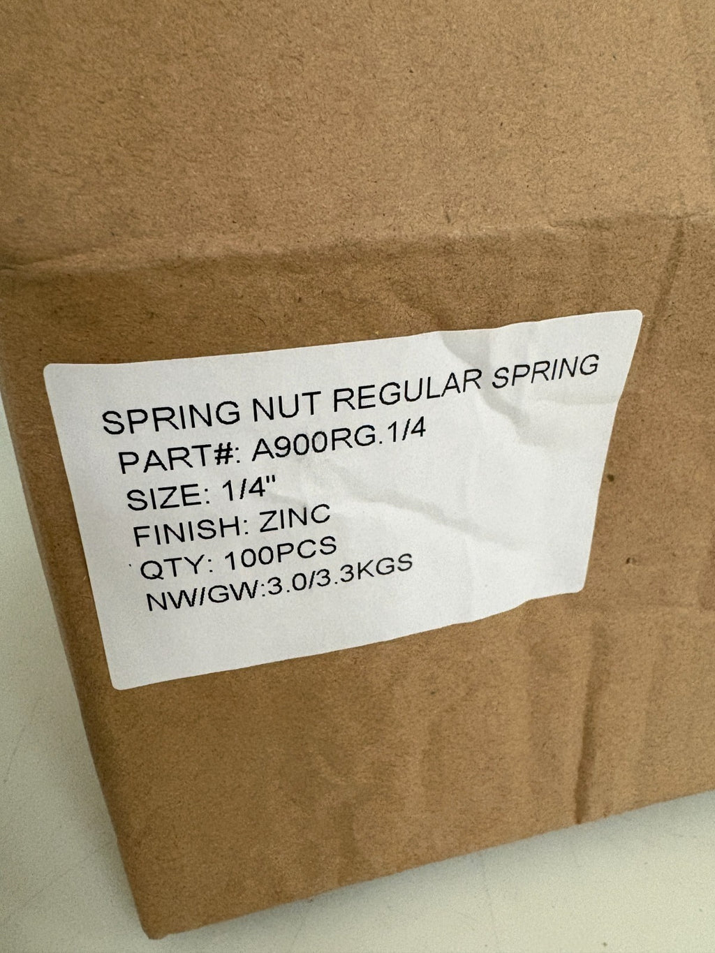 STRUT SPRING NUT REGULAR SPRING A 900RG1/4 100 PER BOX2