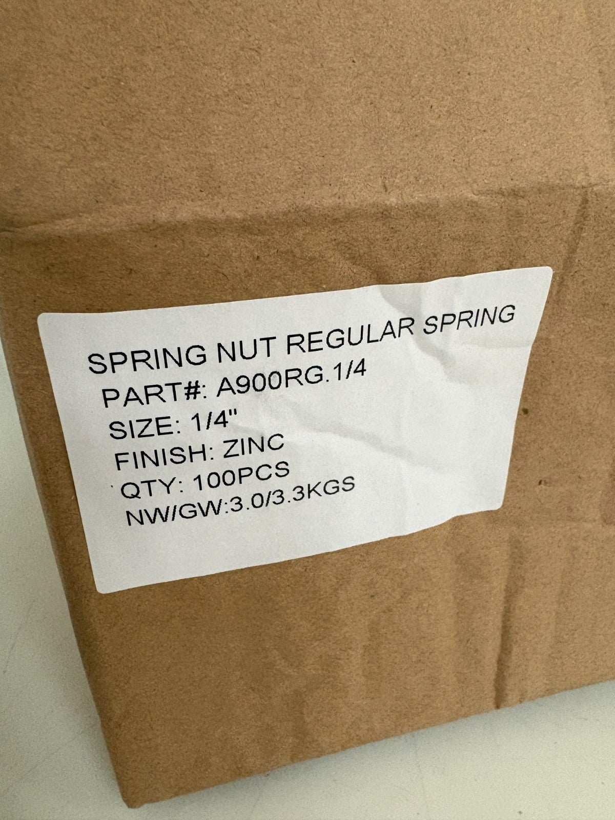 STRUT SPRING NUT REGULAR SPRING A 900RG1/4 100 PER BOX2