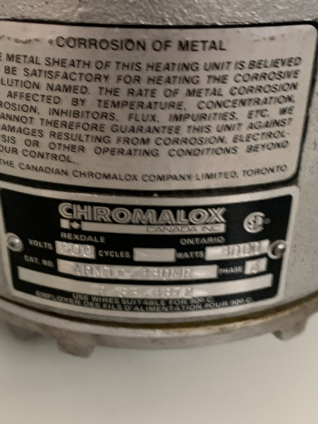 CHROMALOX IMMERSION HEATER ARMTO-330MR