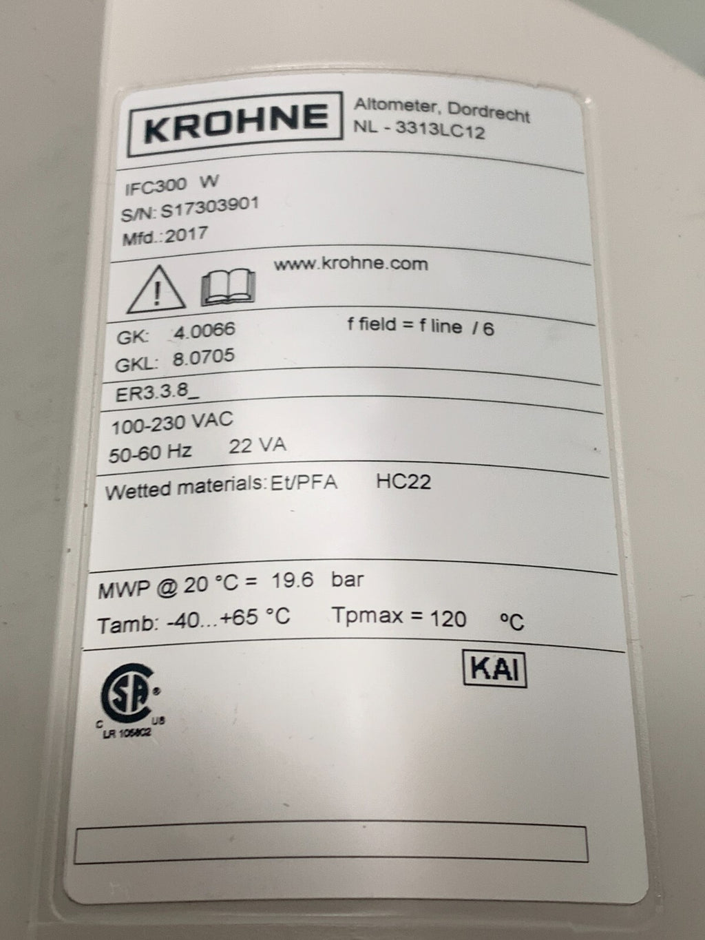 KROHNE FLOW CONVERTER IFC300 W NL-3313LC123