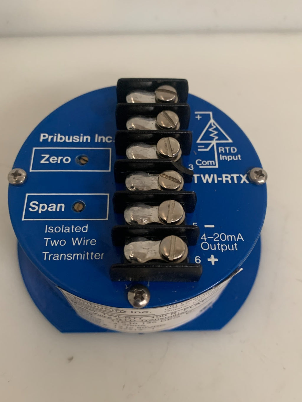 PRIBUSIN INC 2 WIRE RTD TRANSMITTER TWI-RT7