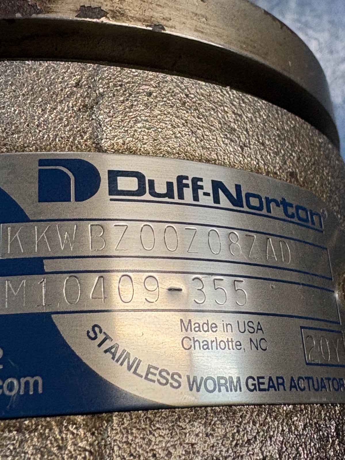 DUFF NORTON STAINLESS WORN GEAR ACTUATOR KKWB700708ZAD MODEL M10409-355