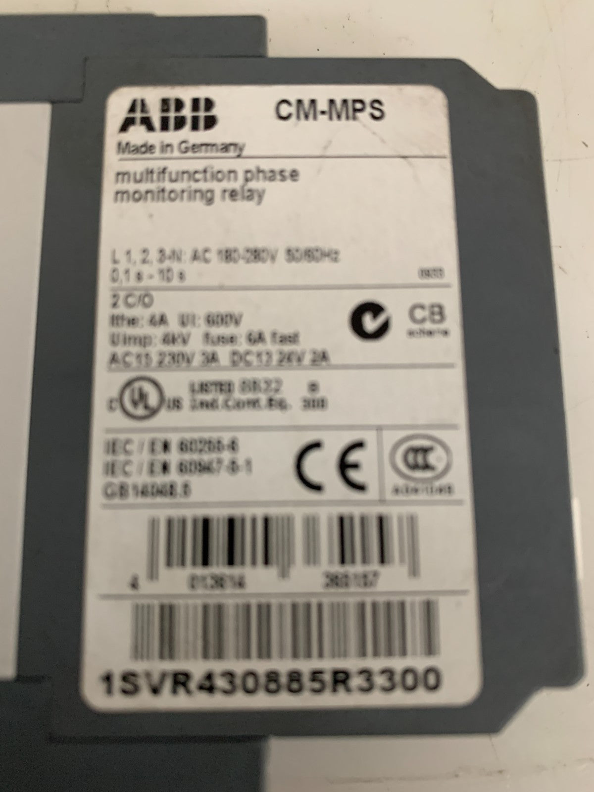 ABB MULTIFUNCTIONAL 3 PHASE MONITORING RELAY CM-MPS 1 SVR430885R33003