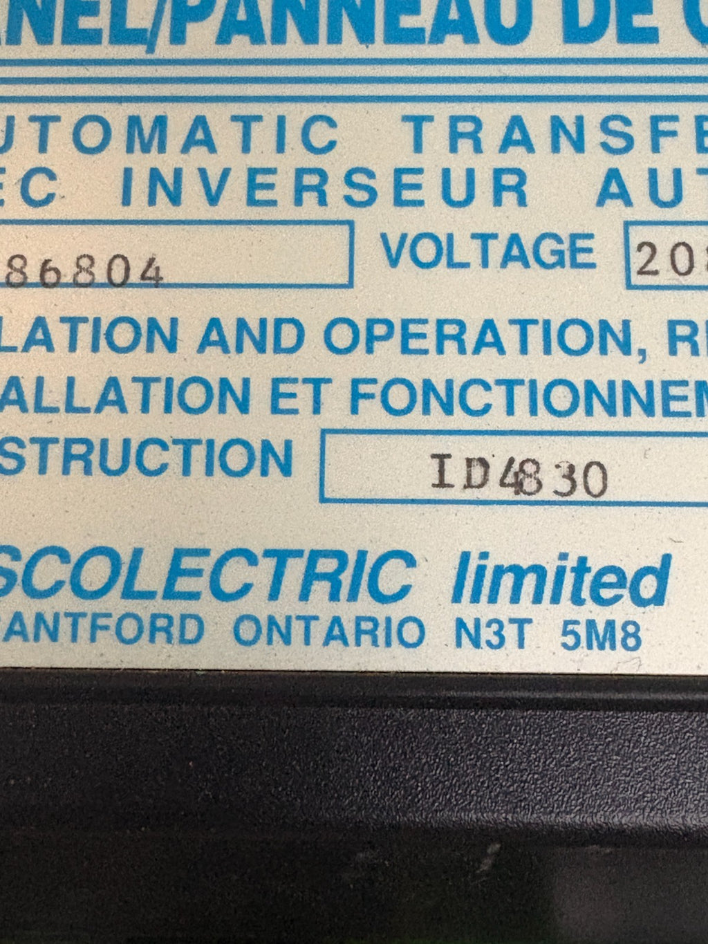 ASCOLECTRIC CONTROL PANEL ASCO 473668-002 J2