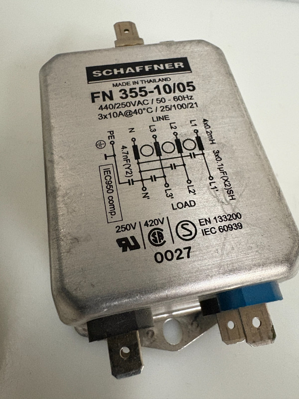 LOT OF 2 SCHAFFNER MIX LOT POWER LINE FILTER FN 355-10/05 AND 1X250-12-071