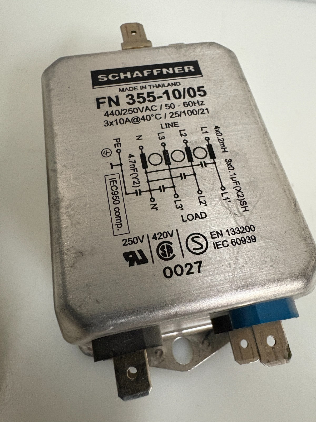 LOT OF 2 SCHAFFNER MIX LOT POWER LINE FILTER FN 355-10/05 AND 1X250-12-071