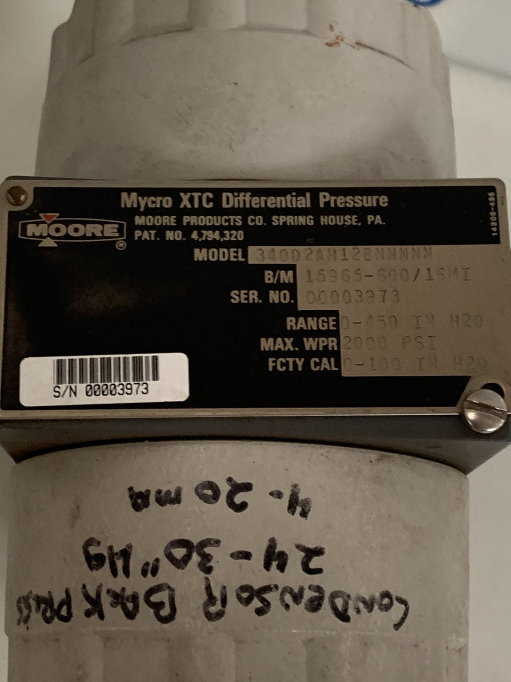 MOORE XTC DIFFERENTIAL PRESSURE TRANSMITTER 340D2AH12BNNNNN
