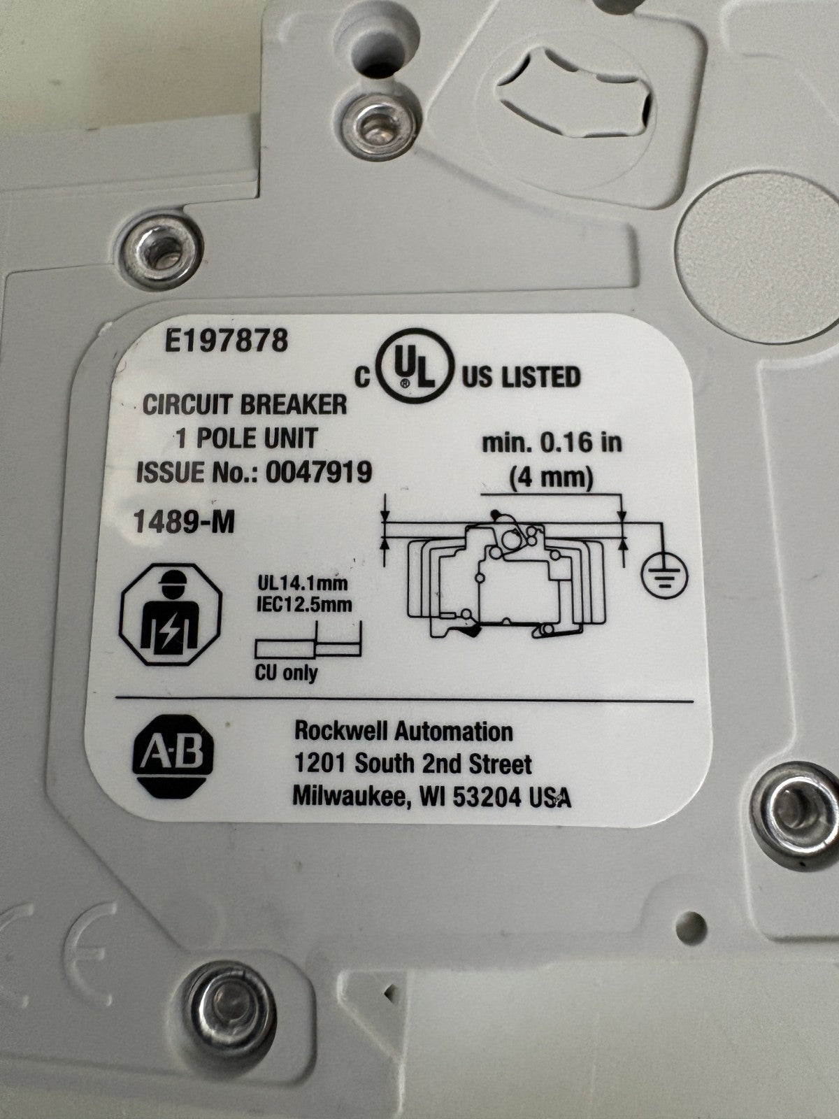 LOT OF 4 ALLEN BRADLEY CIRCUIT BREAKER #1489 M D5A