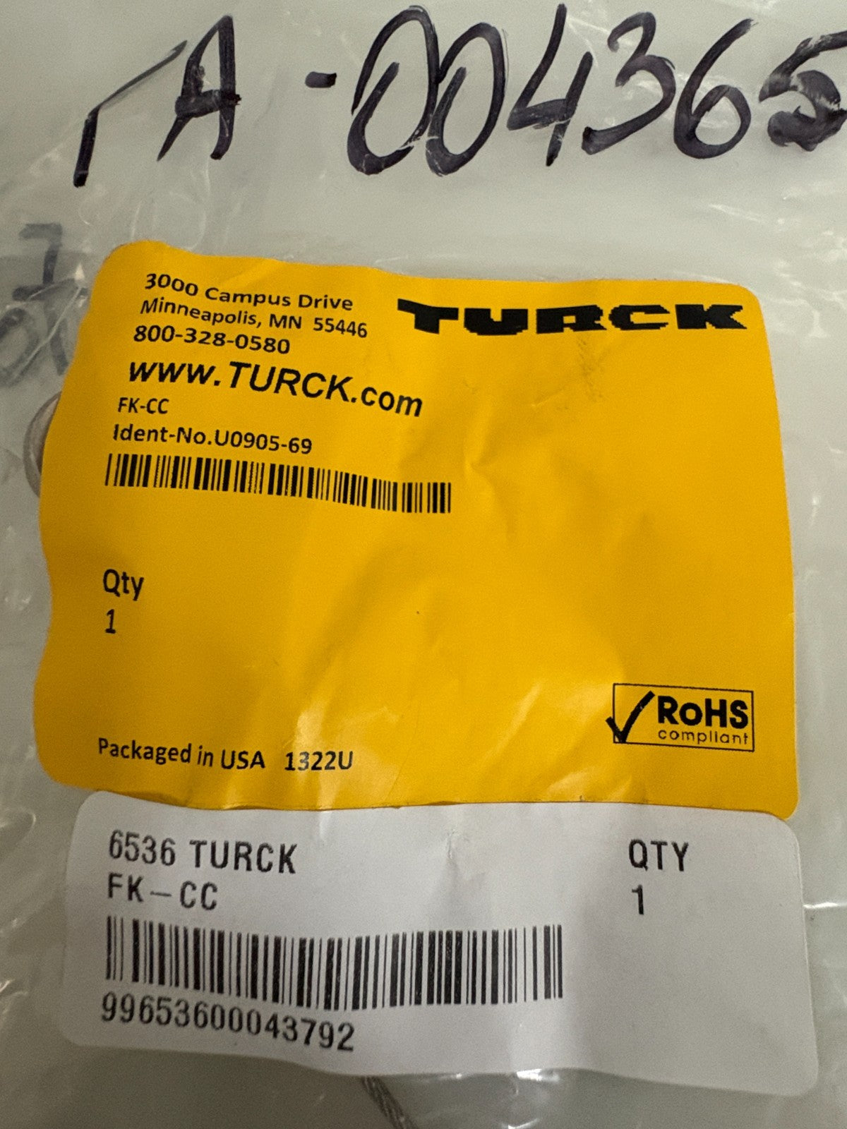 LOT OF 3 TURCK MIX LOT DUST CAP 1XRS-MC 1XFK-CC 1X RS-CC