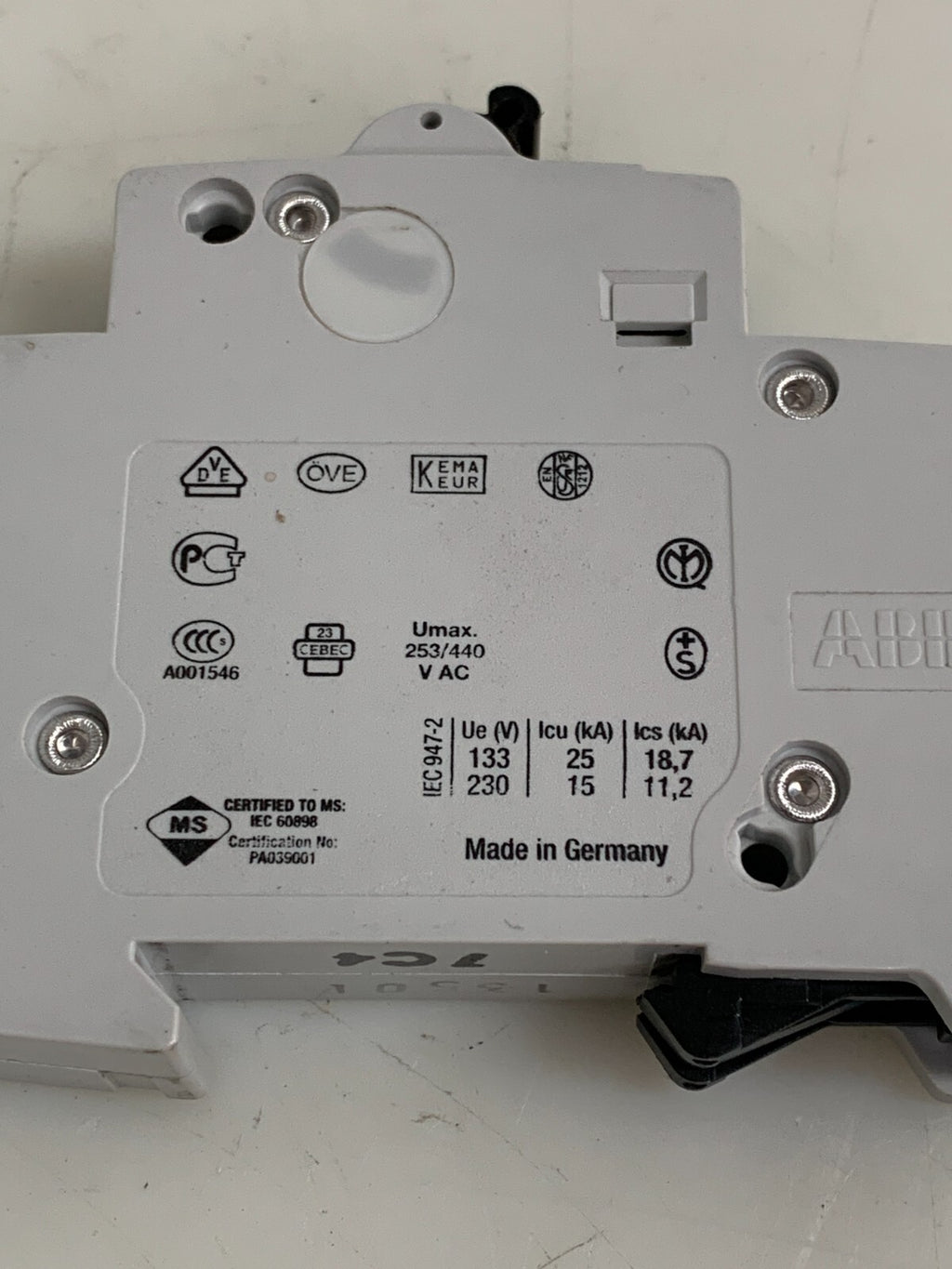 LOT OF 2 ABB CIRCUIT BREAKER S 201 M C4