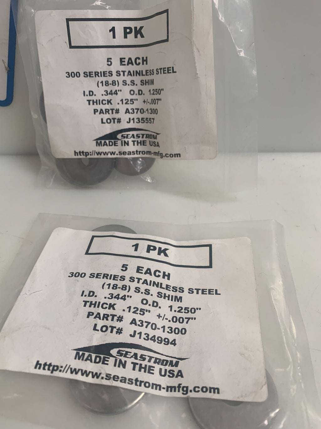 LOT OF 9 SEASTROM S STEEL WASHER .344 ID 1.250 "