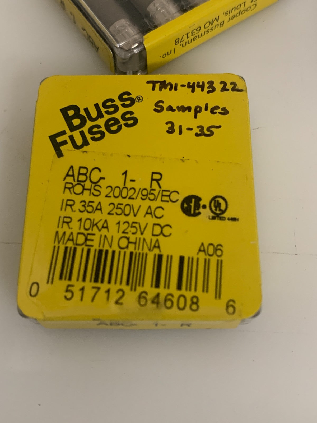BUSS FUSES ABC-1-R  8 BOX OF 5  1 BOX OF 4  44 FUSES TOTAL1