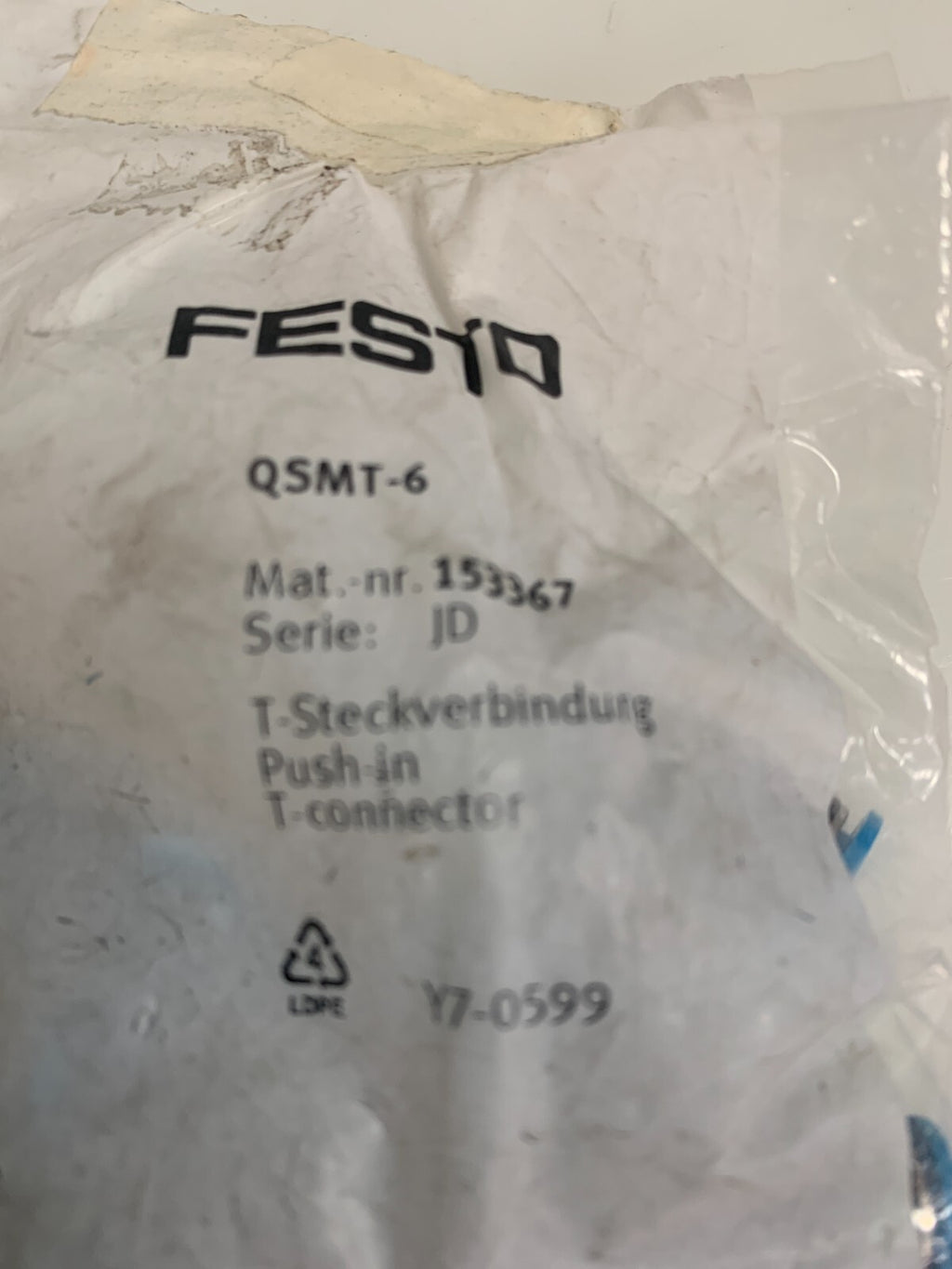 New 10 in bag Festo Push-in T-Connectors 153367 QSMT-61