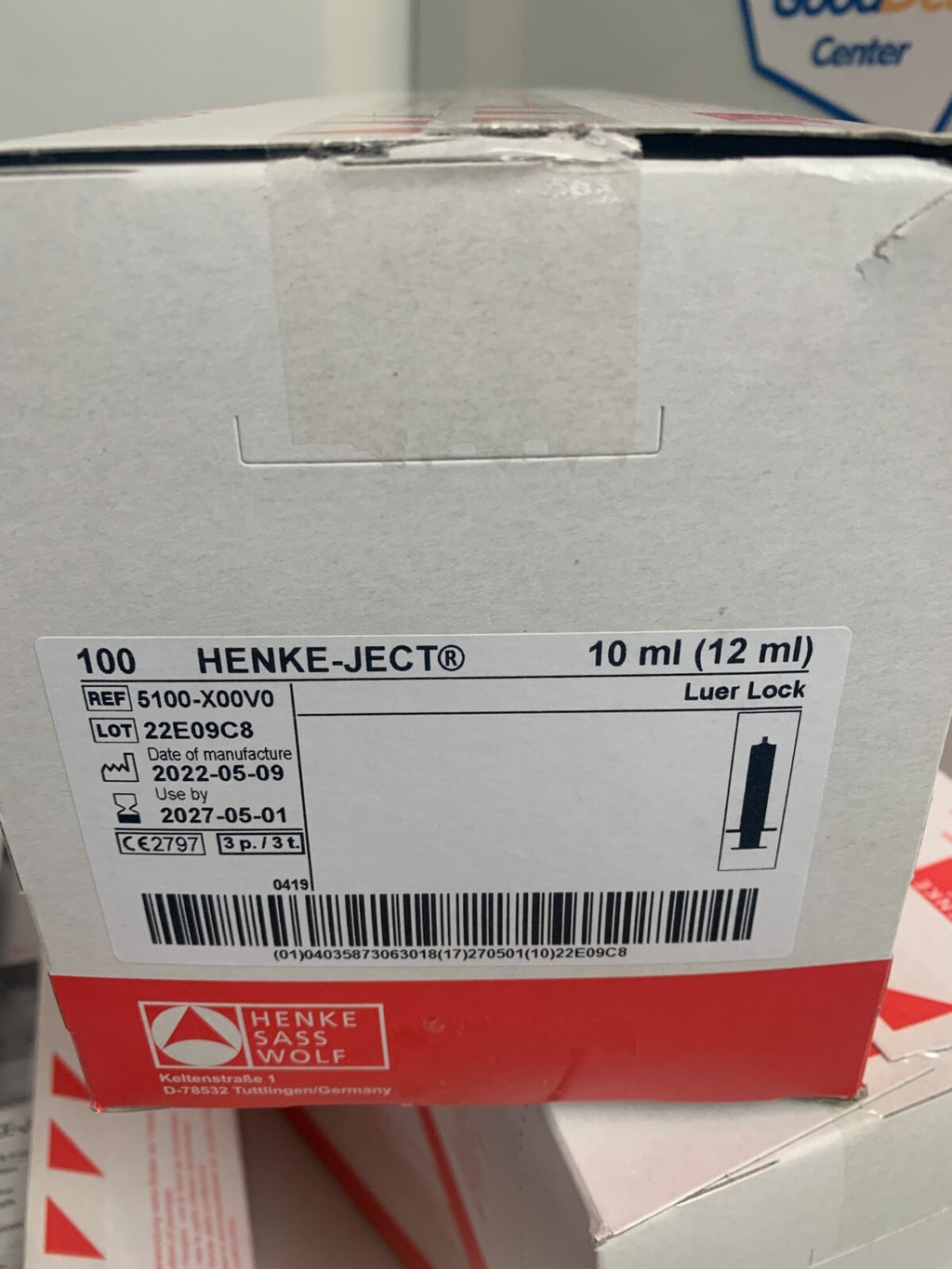 Lot of 4 boxes of 100 Henke-Ject Disp Syringe 10 mL Luer Lock 5100-X00V01
