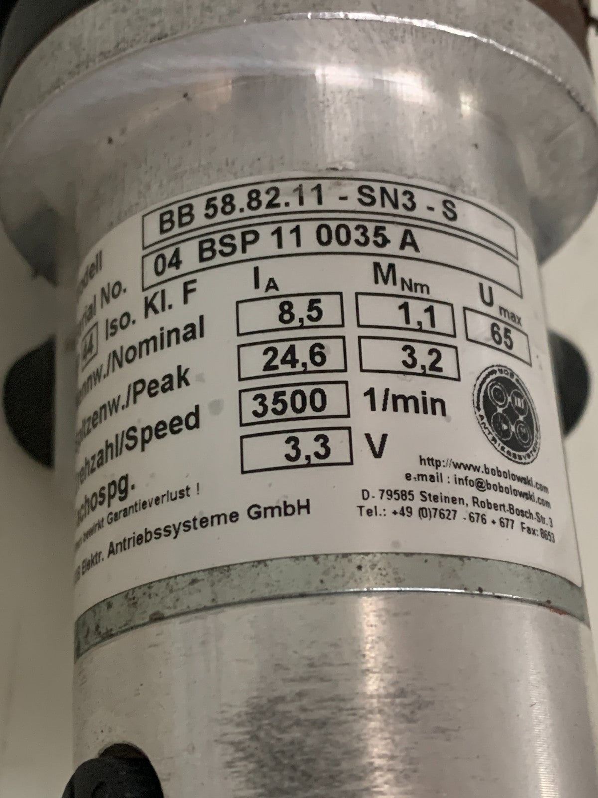 BOB ELEKTRONIK SERVO MOTOR ENCODER SIEMENS 00318553-04 BB 58.82.11-SN3-S2