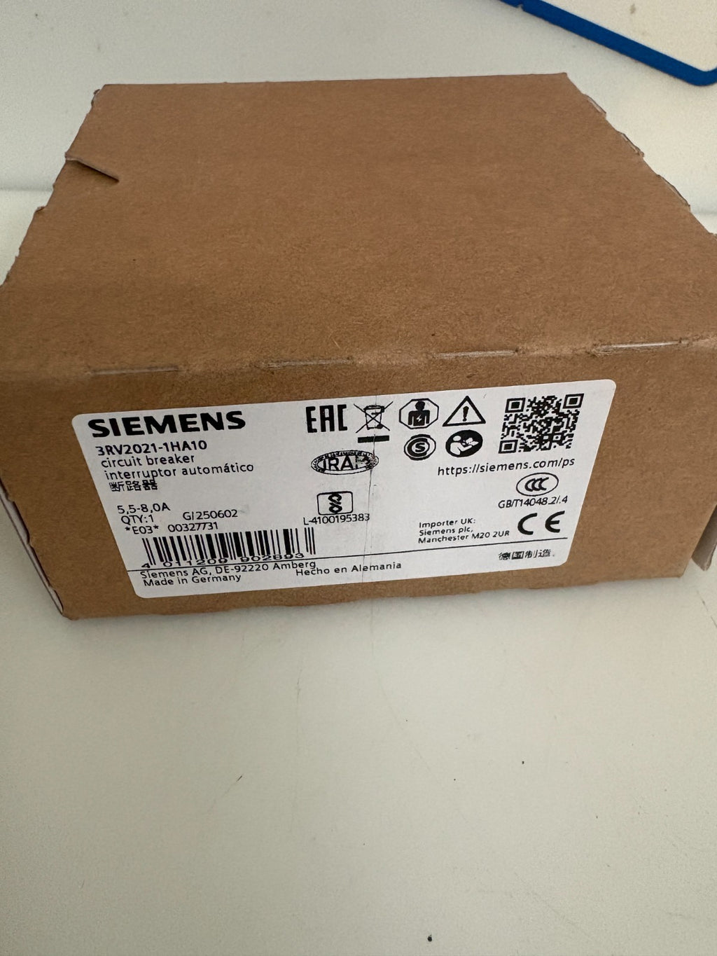 SIEMENS CIRCUIT BREAKER 3RV2021-1HA10 