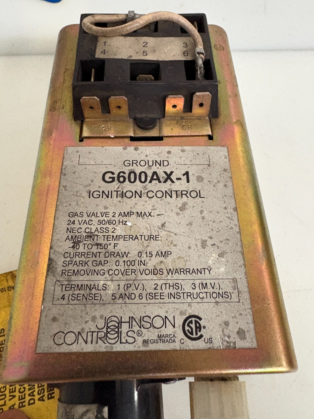 JOHNSON CONTROL GROUND IGNITION CONTROL G 600 AX-1