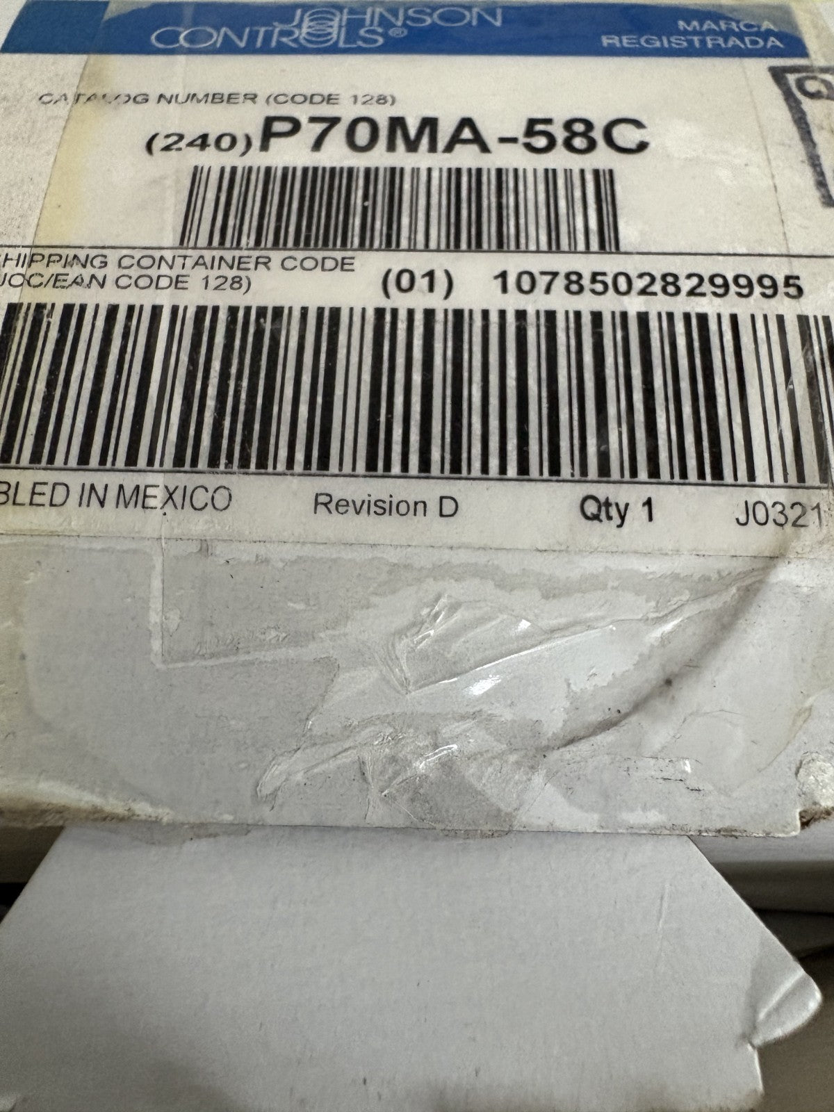JOHNSON CONTROLS DUAL PRESSURE CONTROL P70MA-58C