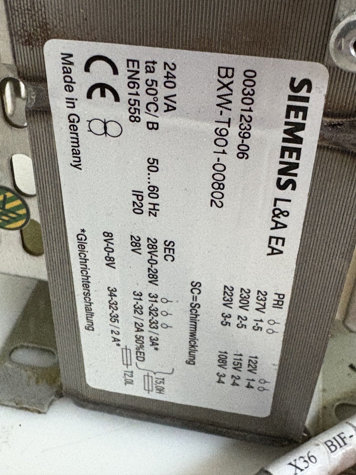 SIEMENS POWER SUPPLY L&A EA 00301239-06 BXW-T901-00802