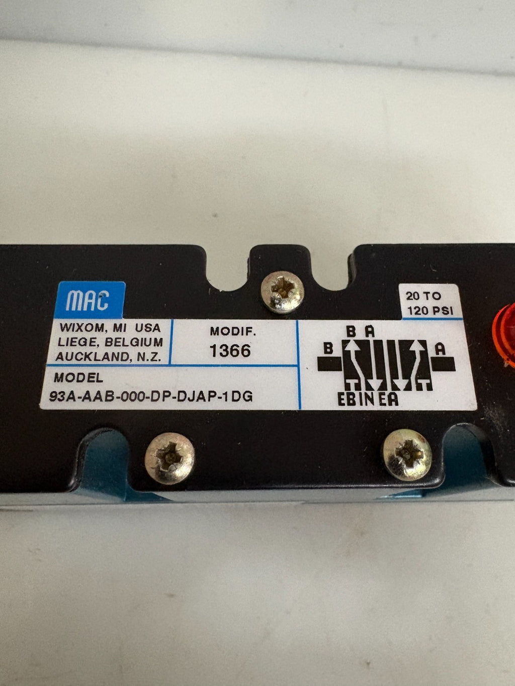MAC VALCES 120 PSI SOLENOID VALVE 93A-AAB-000-DP-DJAP-1DG
