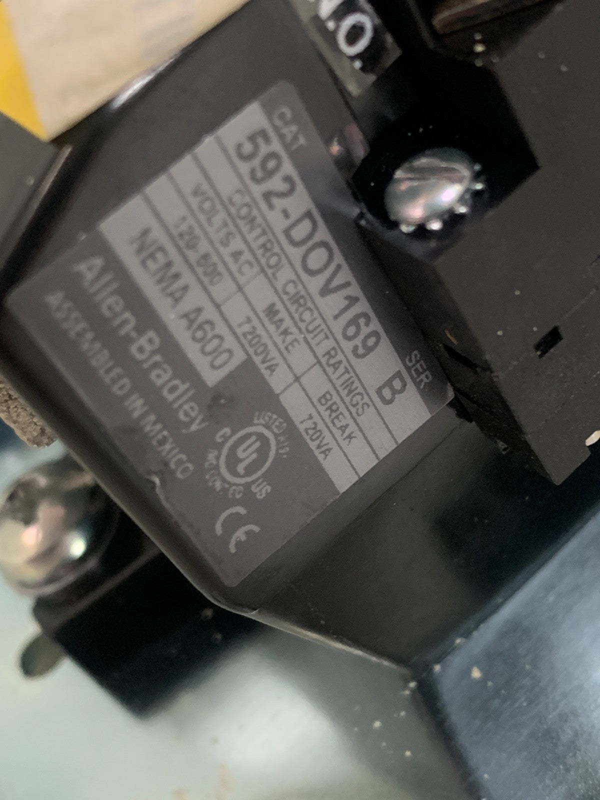 ALLEN BRADLEY THERMAL OVERLOAD RELAY 592-DOV169 B2