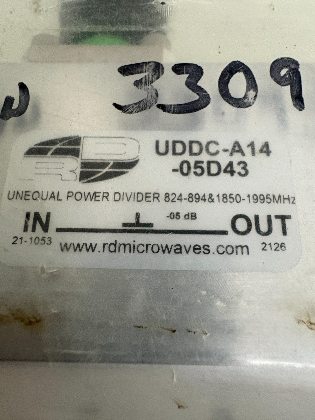 R & D MICROWAVES DC PASS UNEQUAL POWER DIVIDER 800-2000 MHZ 1