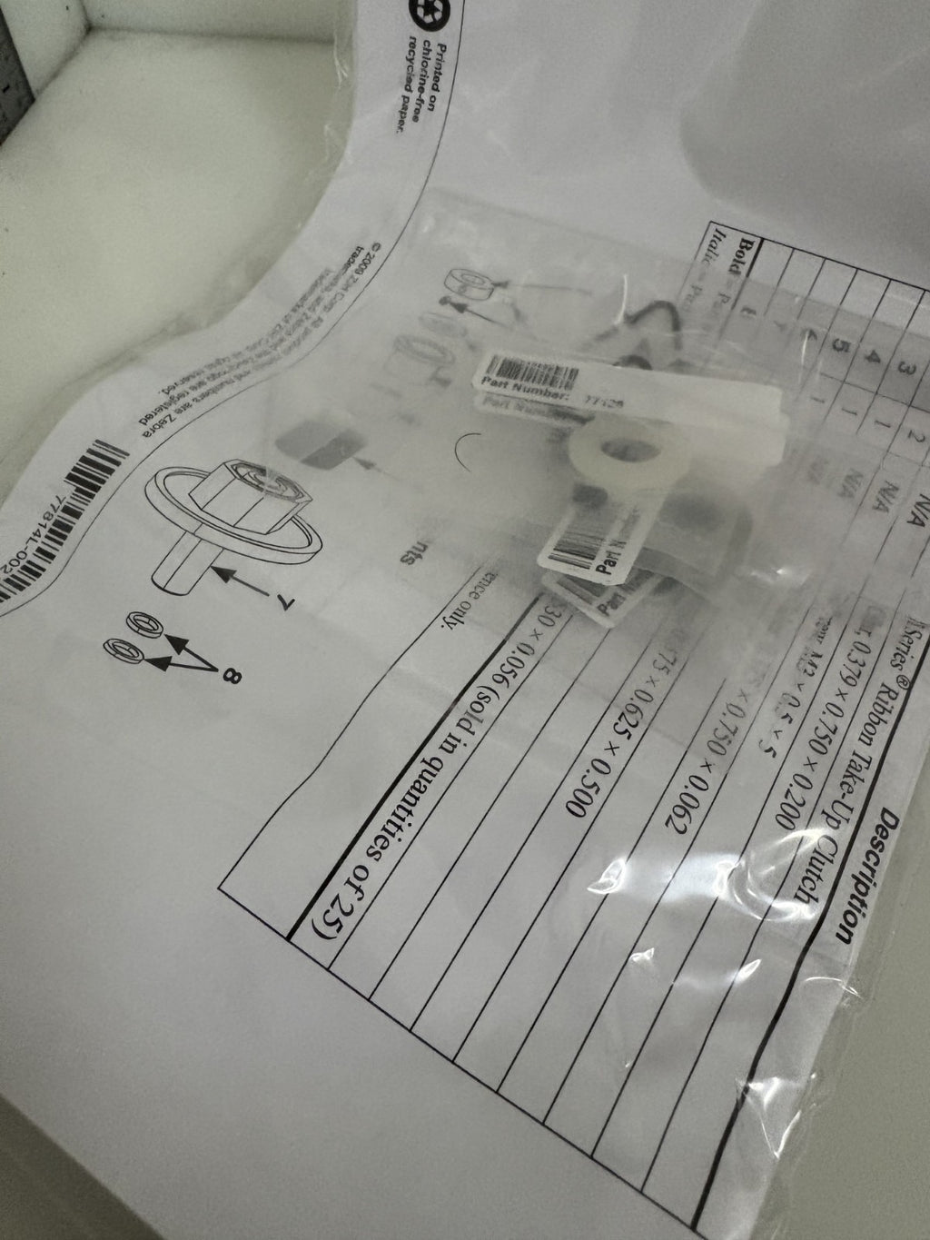 ZEBRA RIBBON TAKE-UP CLUTCH 2 FOR ZM 400 #77814M2