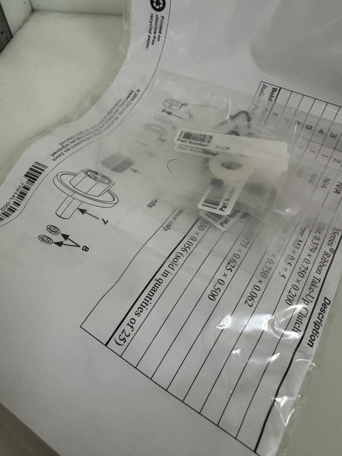 ZEBRA RIBBON TAKE-UP CLUTCH 2 FOR ZM 400 #77814M2
