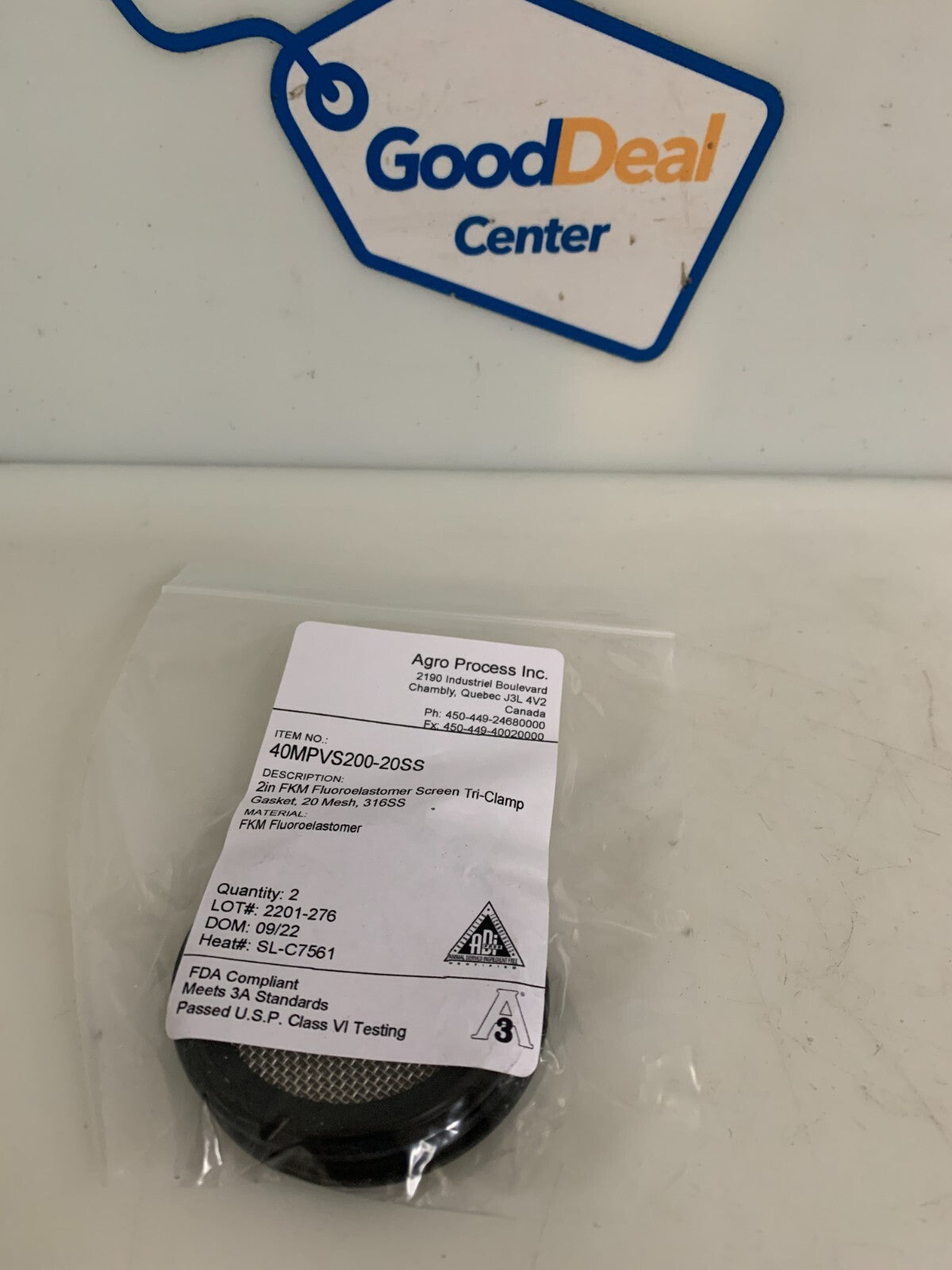 LOT OF 2  WIRE CARE 2" FKM SCREEN TRICLAMP GASKET 20 MESH0