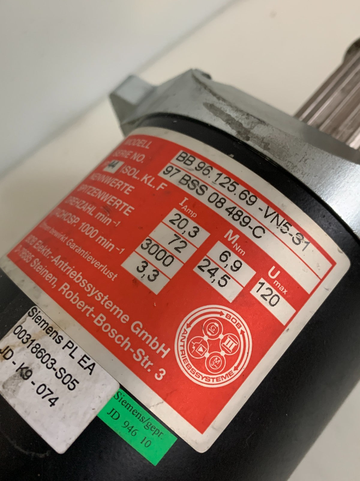 BOB ELEKTRO SERVO MOTOR BB 96.125.69-VN5-S1 SIEMENS PL EA 00318603-S05