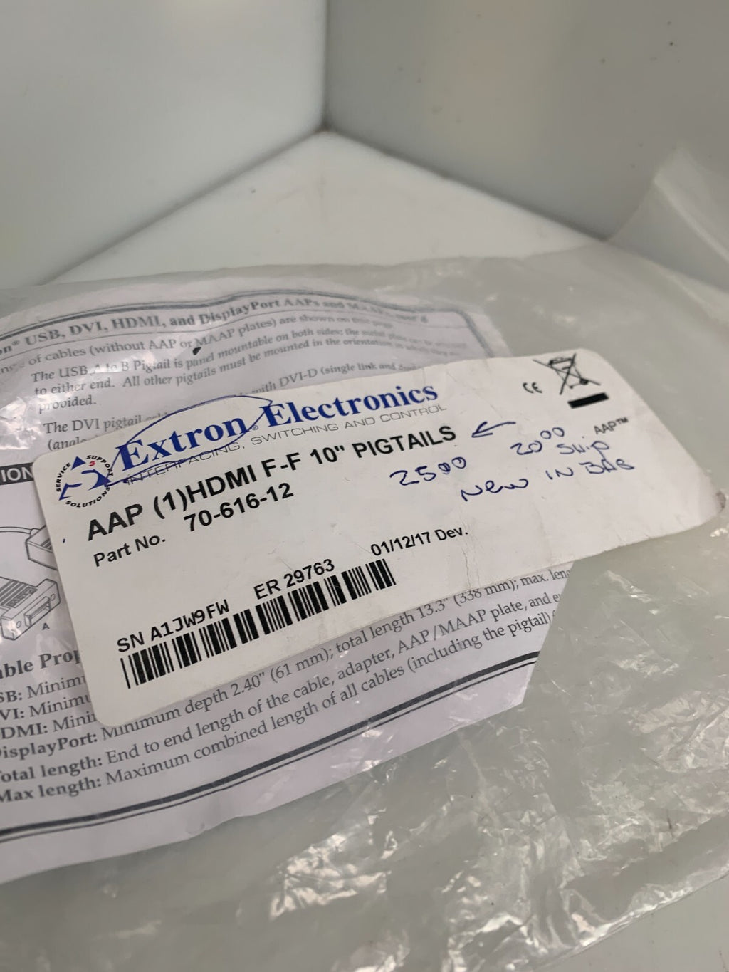 EXTRON ELECTRONICS  HDMI  F-F  10'' Cable Pigtails  70-616-121