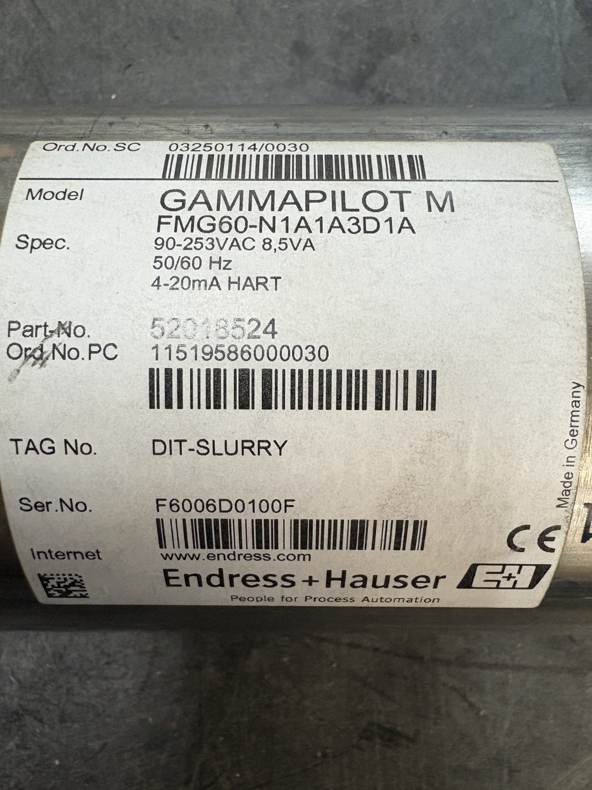 ENDRESS & HAUSER GAMMAPILOT M FMG60-N1A1A3D1A1