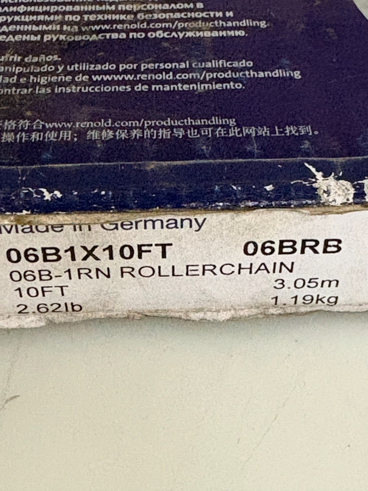 RENOLD 06B-1RN ROLLER CHAIN 10 FT 06B1X10FT 06BRB1