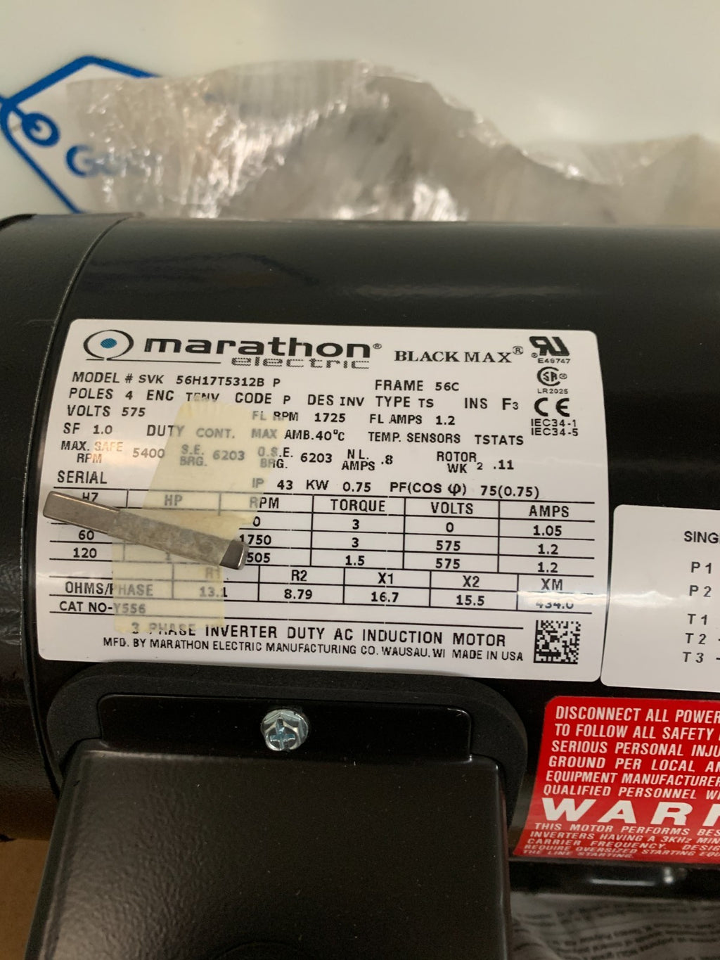 MARATHON BLACK MAX INDUCTION MOTOR SVK 56H17T5312B