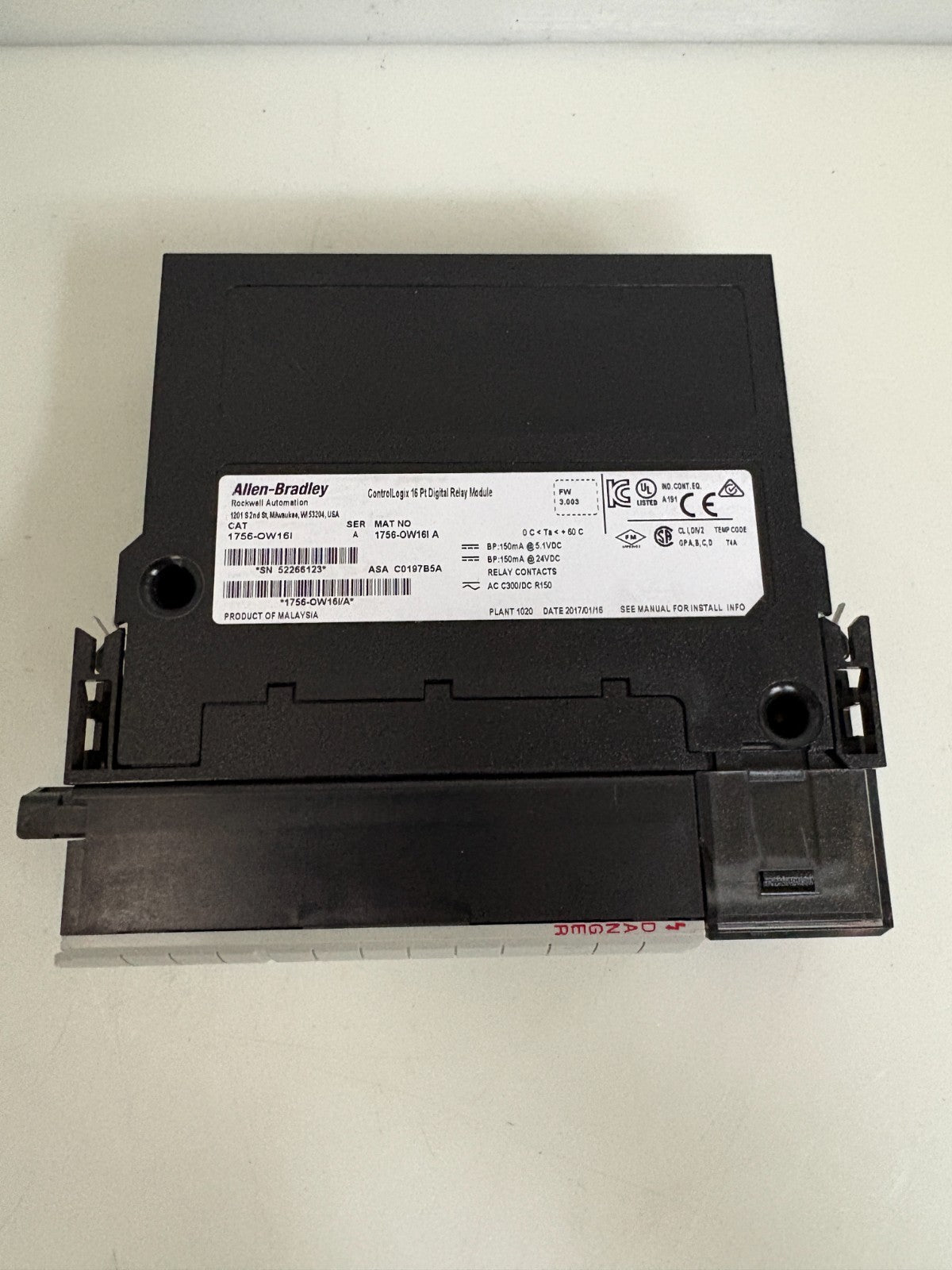 ALLEN BRADLEY CONTROL LOGIX 16 PT DIGITAL RELAY MODULE 1756-0W16I SER A