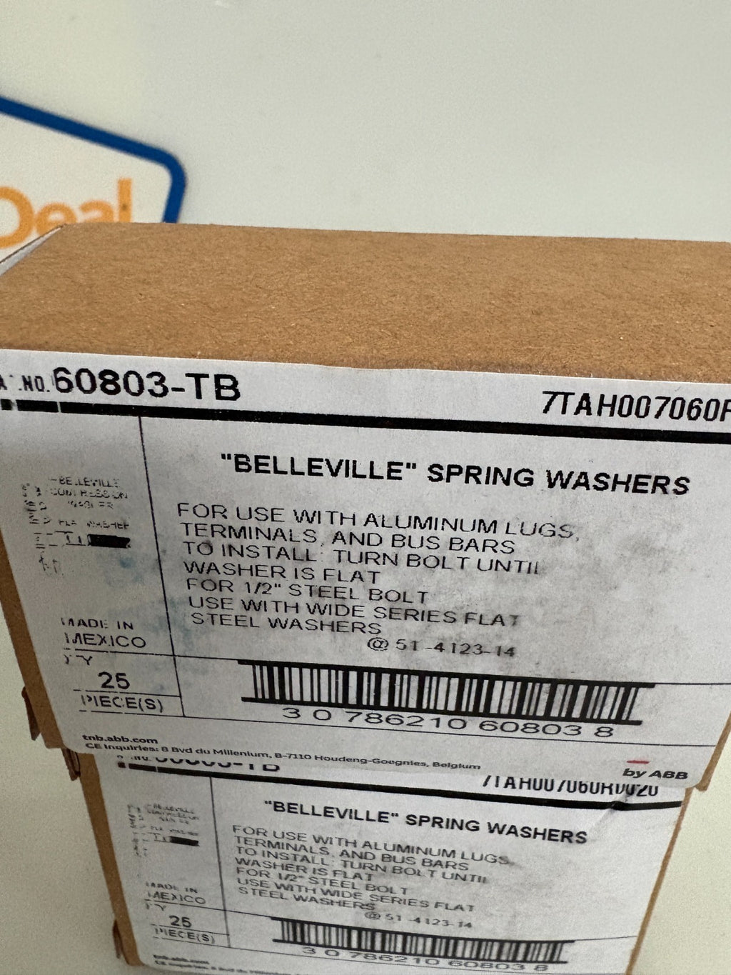LOT OF 4 ABB THOMAS & BETTS 60803-TB 1/2 STEEL SPRINGS WASHER 25 IN BOX2