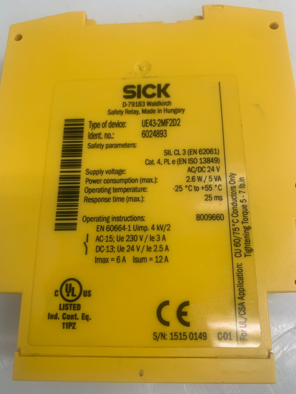 SICK UE43-2MF2D2  Safety Relay  6024893