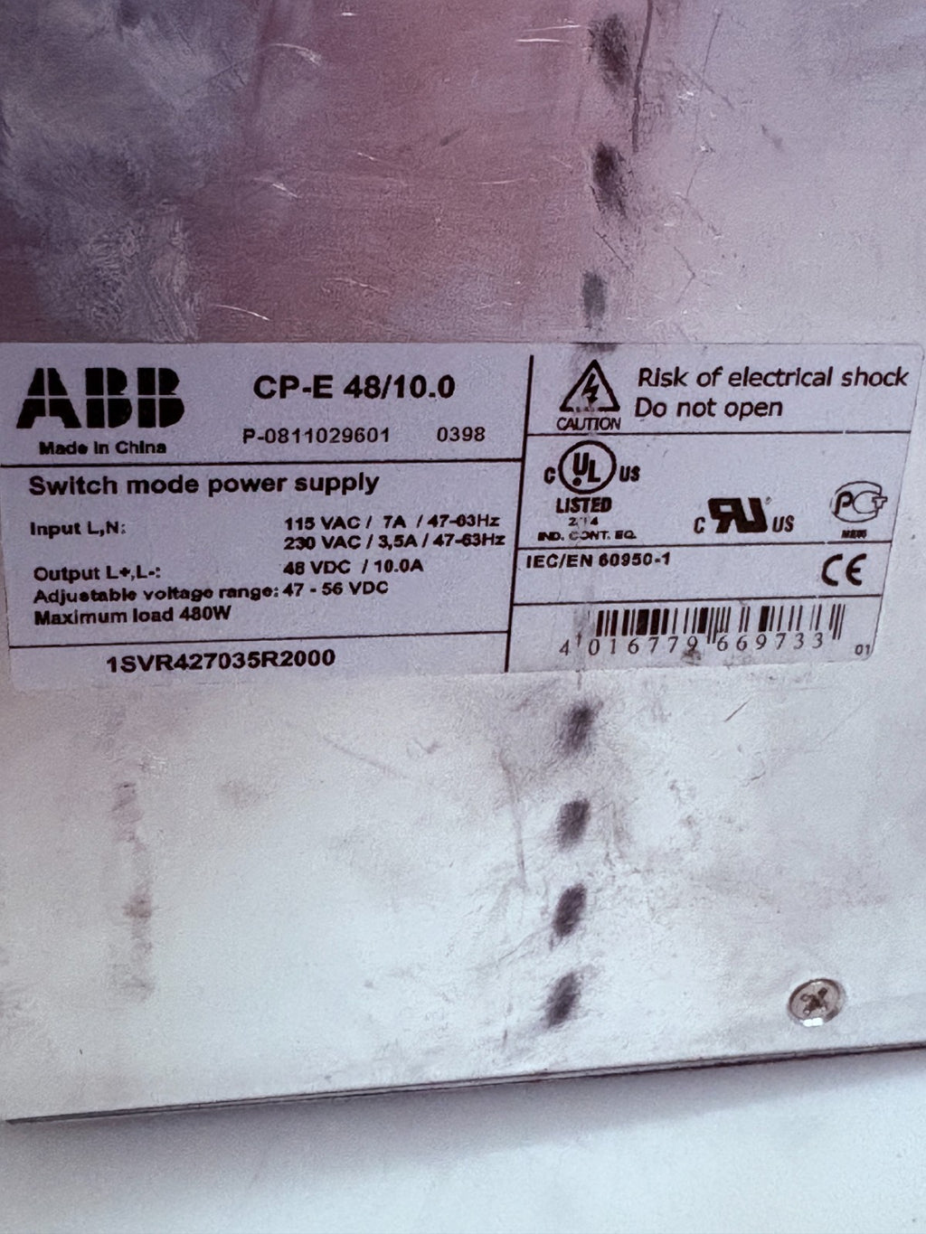 ABB SWITCH MODE POWER SUPPLY CP-E 48/10.03